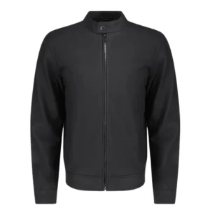 Matte black cafe racer jacket